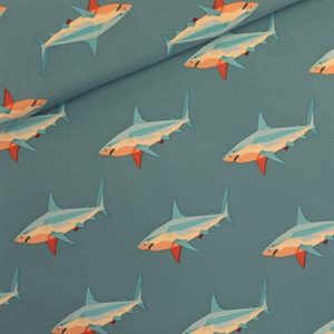 Picture of Sharks - M - French Terry - Stoffig Turquoise